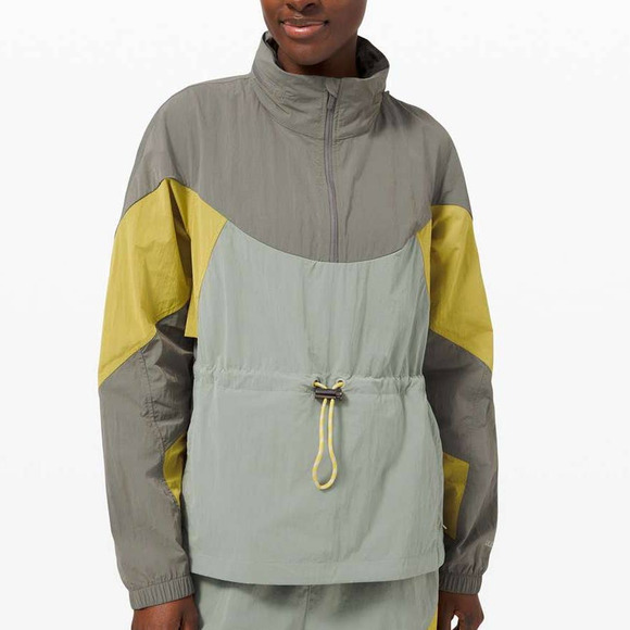 Lululemon Evergreen Anorak Jacket Grey Sage/Yellow Pear/ Green Fern Size 2 - Picture 2 of 8